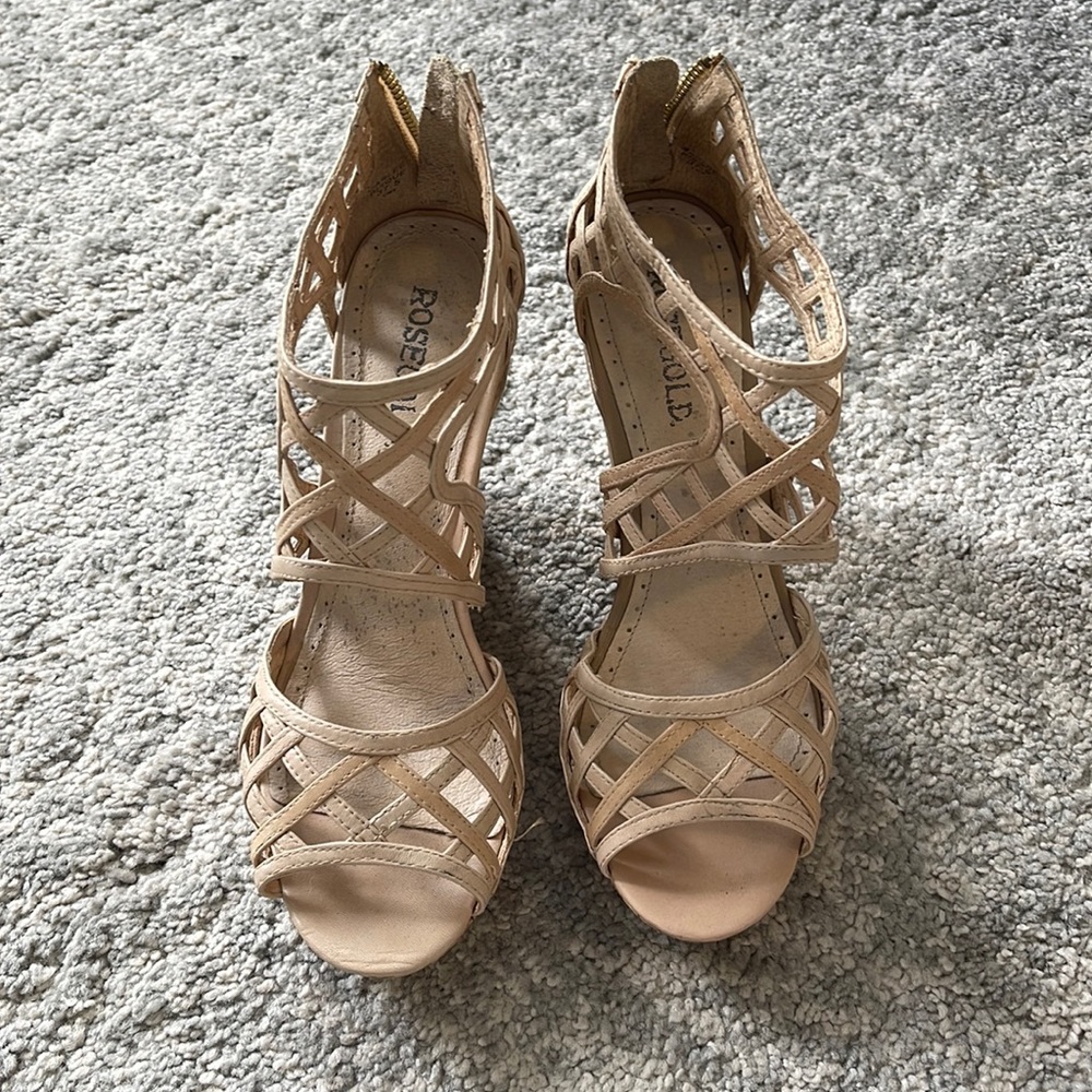 Rosegold | Size 37.5 | Nude Wedge Sandals